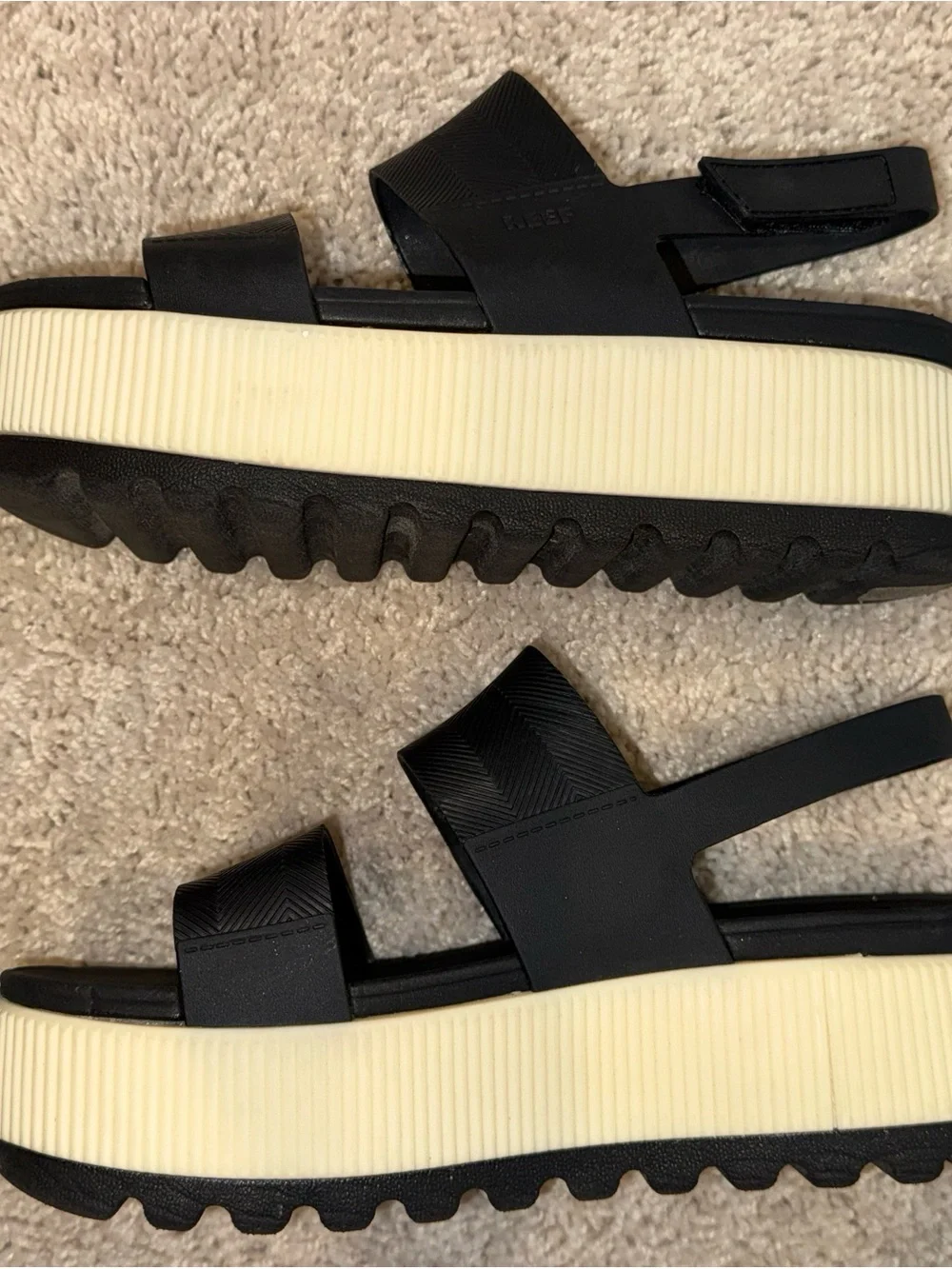Reef Women's Platform Sandal in Black and Cream